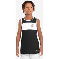 Kinder Basketball Trikot ärmellos wendbar - T500R schwarz/weiß