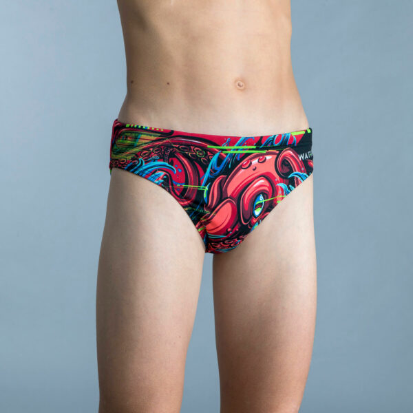 Badehose Slip Wasserball Octopus Jungen rot