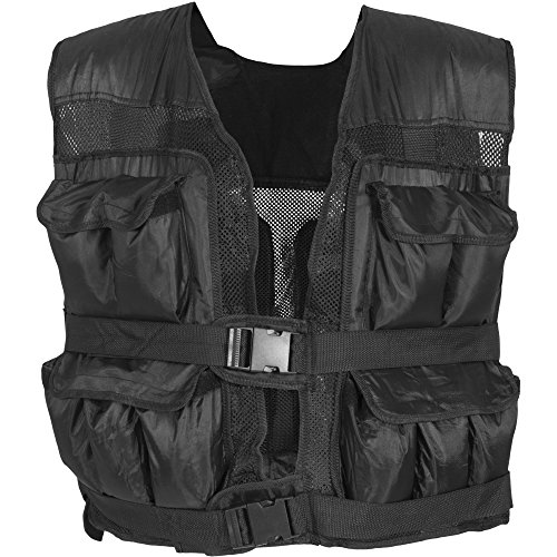 GORILLA SPORTS Gewichtsweste - inkl. Tragetasche, Verstellbar, 10 kg, 20 kg, 30 kg Gewichte, 56 x 52 cm, mit Gewichten, Unisex, Schwarz - Trainingsweste, Weight Vest, Laufweste, Krafttraining