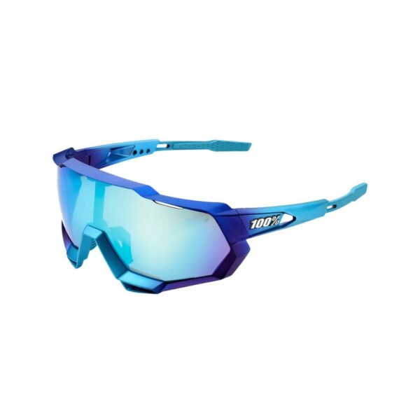100% Speedtrap Matte Metallic in die Fade-Brille - Topaz Blue Multilayer-Objektive