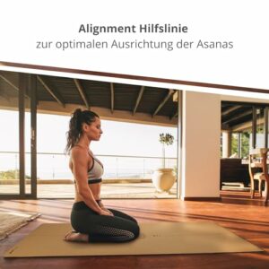 Mosswell Premium Kork-Yogamatte (4mm dick) - Rutschfeste Fitnessmatte mit Hilfslinien - Pilatesmatte + Yogatasche – Bild 2