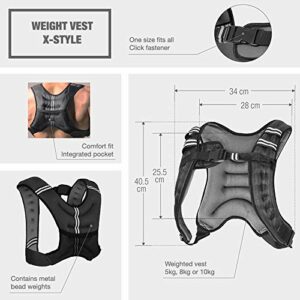 GORILLA SPORTS Gewichtsweste - 5kg / 8kg / 10kg, mit Gewichten, Unisex, Universalgre, Verstellbar - Trainingsweste, Laufweste, Weight Vest, Fitnessweste, Weste mit Gewicht, Krafttraining, Laufen – Bild 2