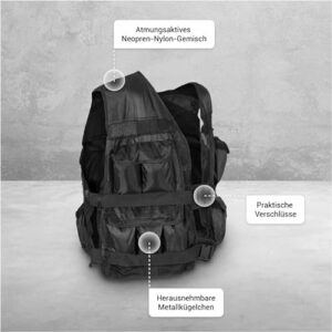 GORILLA SPORTS Gewichtsweste - inkl. Tragetasche, Verstellbar, 10 kg, 20 kg, 30 kg Gewichte, 56 x 52 cm, mit Gewichten, Unisex, Schwarz - Trainingsweste, Weight Vest, Laufweste, Krafttraining – Bild 4