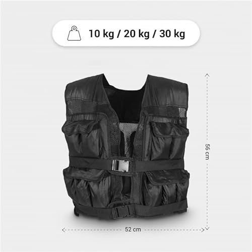 GORILLA SPORTS Gewichtsweste - inkl. Tragetasche, Verstellbar, 10 kg, 20 kg, 30 kg Gewichte, 56 x 52 cm, mit Gewichten, Unisex, Schwarz - Trainingsweste, Weight Vest, Laufweste, Krafttraining – Bild 5