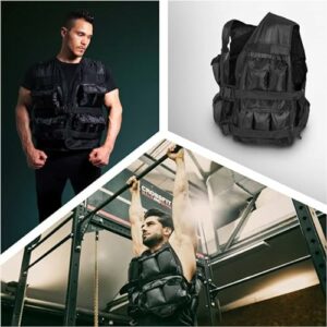 GORILLA SPORTS Gewichtsweste - inkl. Tragetasche, Verstellbar, 10 kg, 20 kg, 30 kg Gewichte, 56 x 52 cm, mit Gewichten, Unisex, Schwarz - Trainingsweste, Weight Vest, Laufweste, Krafttraining – Bild 6
