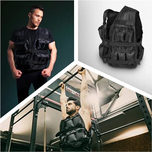 GORILLA SPORTS Gewichtsweste - inkl. Tragetasche, Verstellbar, 10 kg, 20 kg, 30 kg Gewichte, 56 x 52 cm, mit Gewichten, Unisex, Schwarz - Trainingsweste, Weight Vest, Laufweste, Krafttraining – Bild 6