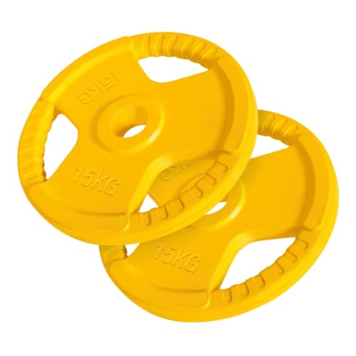 GORILLA SPORTS Olympia Hantelscheiben - 1,25kg, 2,5kg, 5kg, 10kg, 15kg, 20kg, 25kg, 30kg Gewichte, Einzeln/Set, 50mm, aus Gusseisen mit Gummi Gripper, Farbwahl - Gewichtsscheiben – Bild 2