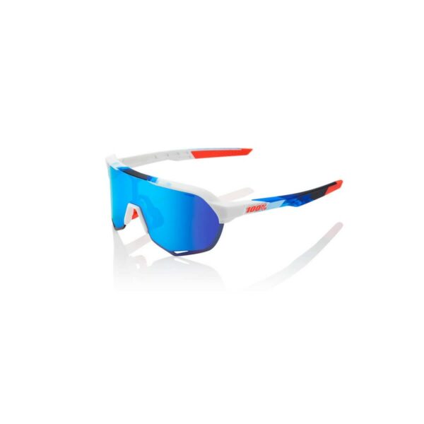 Brille 100% S2 MATT WEISS / GEO-DRUCK (MULTILAYER BLUE HIPER MIRROR LENS)
