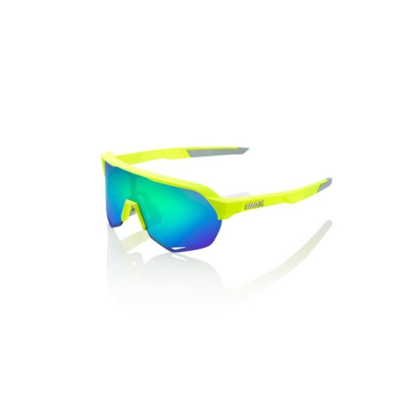 Brille 100% S2 YELLOW FLUOR MATT (MULTILAYER MIRROR GREEN LENS)