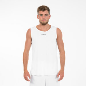 Damen/Herren Basketballtrikot ärmellos T100 weiss