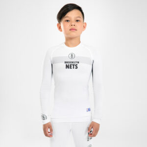 Funktionsshirt Basketball UT500 NBA Brooklyn Nets Kinder weiss