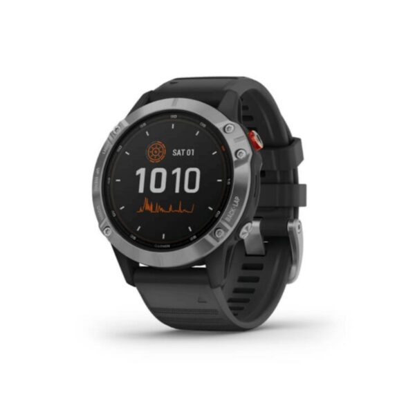 Garmin Fenix 6 Solar Silber mit schwarzem Armband