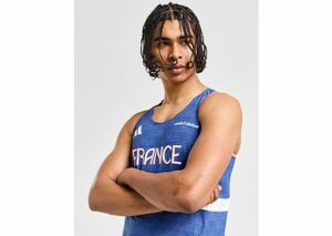 adidas Team Frankreich Athletisme Singlet - Herren, Semi Lucid Blue