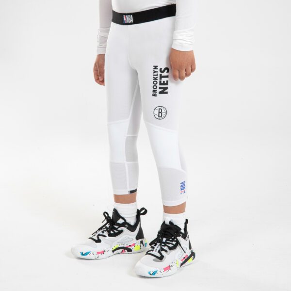 Kinder Basketball 3/4-Tights Funktionshose NBA Brooklyn Nets - 500 weiss