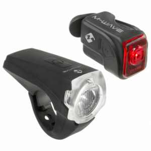 M-Wave - Atlas K10 USB Set - Fahrradlampen-Set Gr Front-(25 Lux)+Rücklicht schwarz