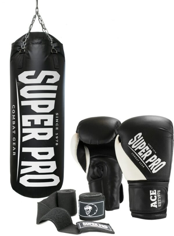 Super Pro Boxsack "SET Water Air Bag", (Set, mit Bandagen-mit Boxhandschuhen)
