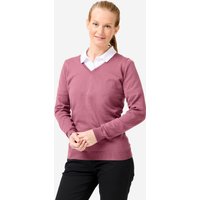 Damen Golfpullover aus Baumwolle mit V-Ausschnitt - MW100 rosa